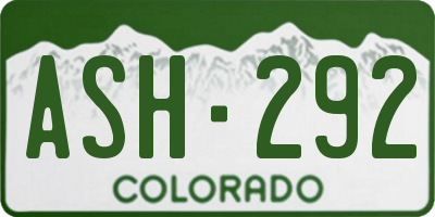 CO license plate ASH292