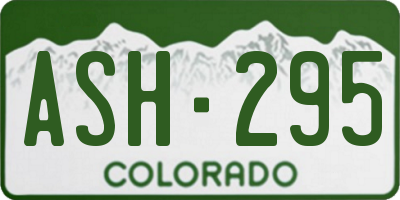 CO license plate ASH295
