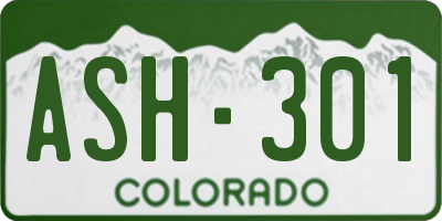 CO license plate ASH301