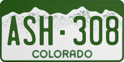 CO license plate ASH308