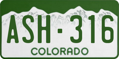CO license plate ASH316