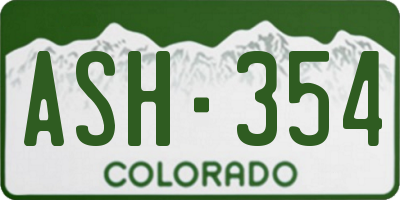 CO license plate ASH354