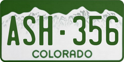 CO license plate ASH356
