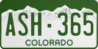CO license plate ASH365