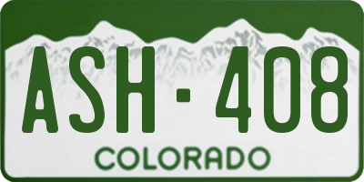 CO license plate ASH408