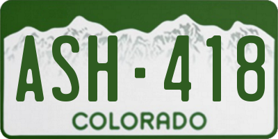CO license plate ASH418