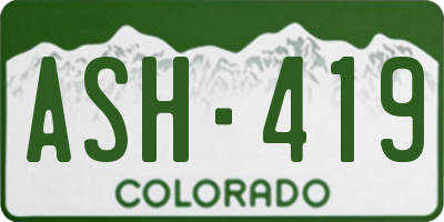 CO license plate ASH419