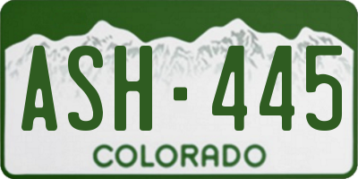 CO license plate ASH445