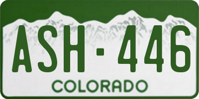 CO license plate ASH446