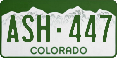 CO license plate ASH447