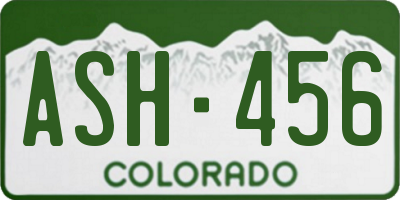 CO license plate ASH456