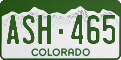 CO license plate ASH465
