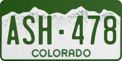 CO license plate ASH478