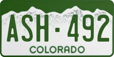 CO license plate ASH492