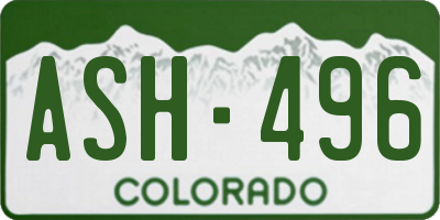 CO license plate ASH496