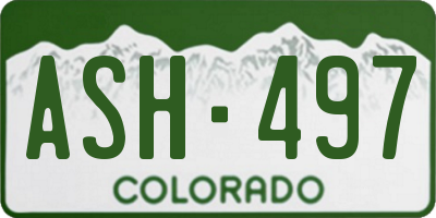 CO license plate ASH497