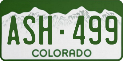 CO license plate ASH499