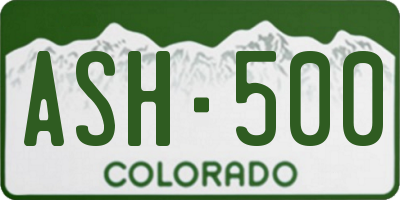CO license plate ASH500