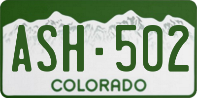 CO license plate ASH502