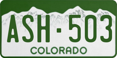 CO license plate ASH503