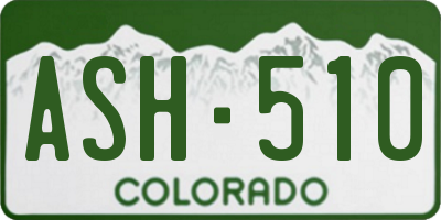 CO license plate ASH510