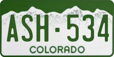 CO license plate ASH534