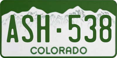 CO license plate ASH538