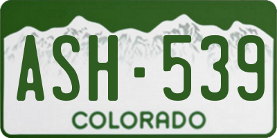 CO license plate ASH539