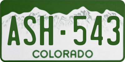 CO license plate ASH543