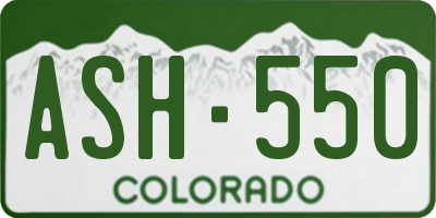 CO license plate ASH550