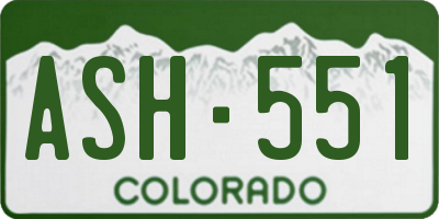 CO license plate ASH551