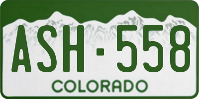 CO license plate ASH558