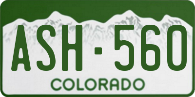 CO license plate ASH560