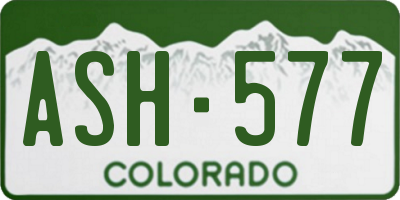 CO license plate ASH577