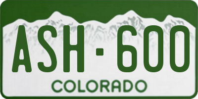 CO license plate ASH600
