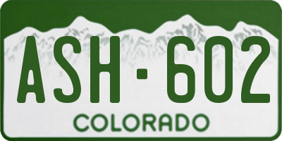 CO license plate ASH602