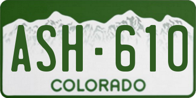 CO license plate ASH610