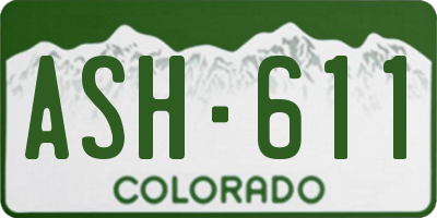 CO license plate ASH611