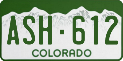 CO license plate ASH612