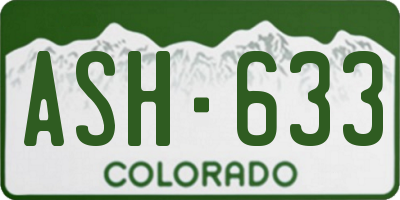 CO license plate ASH633