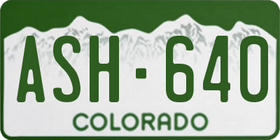 CO license plate ASH640
