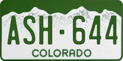 CO license plate ASH644