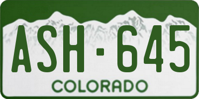 CO license plate ASH645