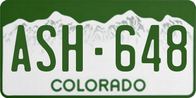CO license plate ASH648