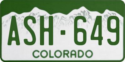 CO license plate ASH649