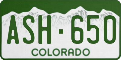 CO license plate ASH650