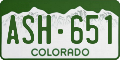 CO license plate ASH651