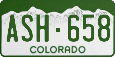 CO license plate ASH658
