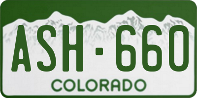 CO license plate ASH660