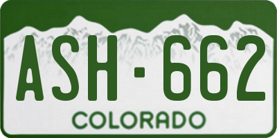 CO license plate ASH662